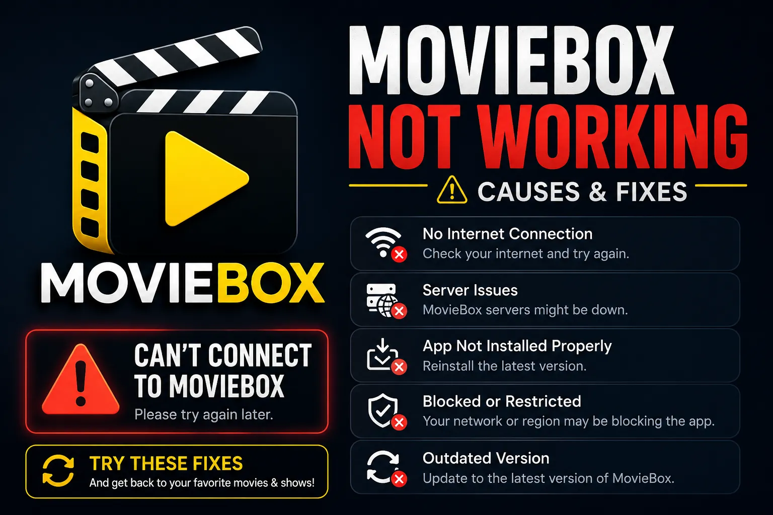MovieBox not working, with common causes and fixes
