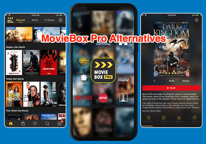 MovieBox Pro interface on mobile devices